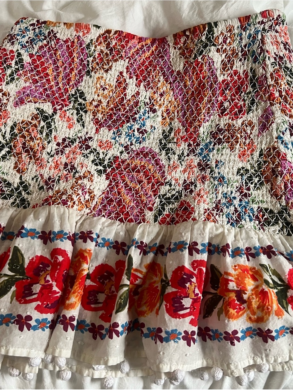 FARM Rio Multicolor Floral Smocked Tiered Skirt